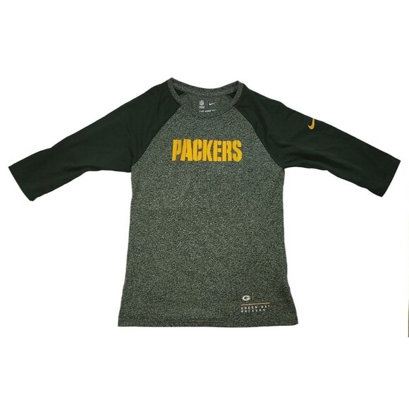 Green Bay Packers‎ 3/4 Sleeve Raglan T-Shirt By Nike NFL Team Apparel Size Small - Picture 1 of 5
